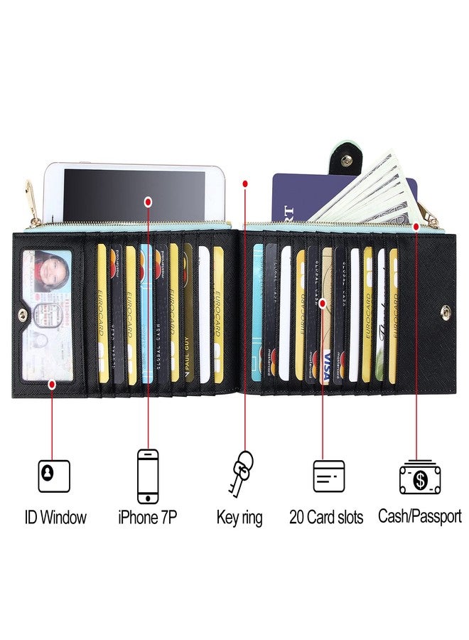 YOUBDM Womens Slim Wallet RFID Blocking Bifold Credit Card Holder Leather Multi Card Organizer with 2 Zipper Pockets - Image 4